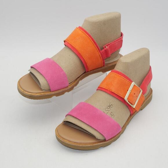 NEW Sorel Women's 8.5 Ella III Slingback Flat Sandals Pink Orange - Picture 1 of 8